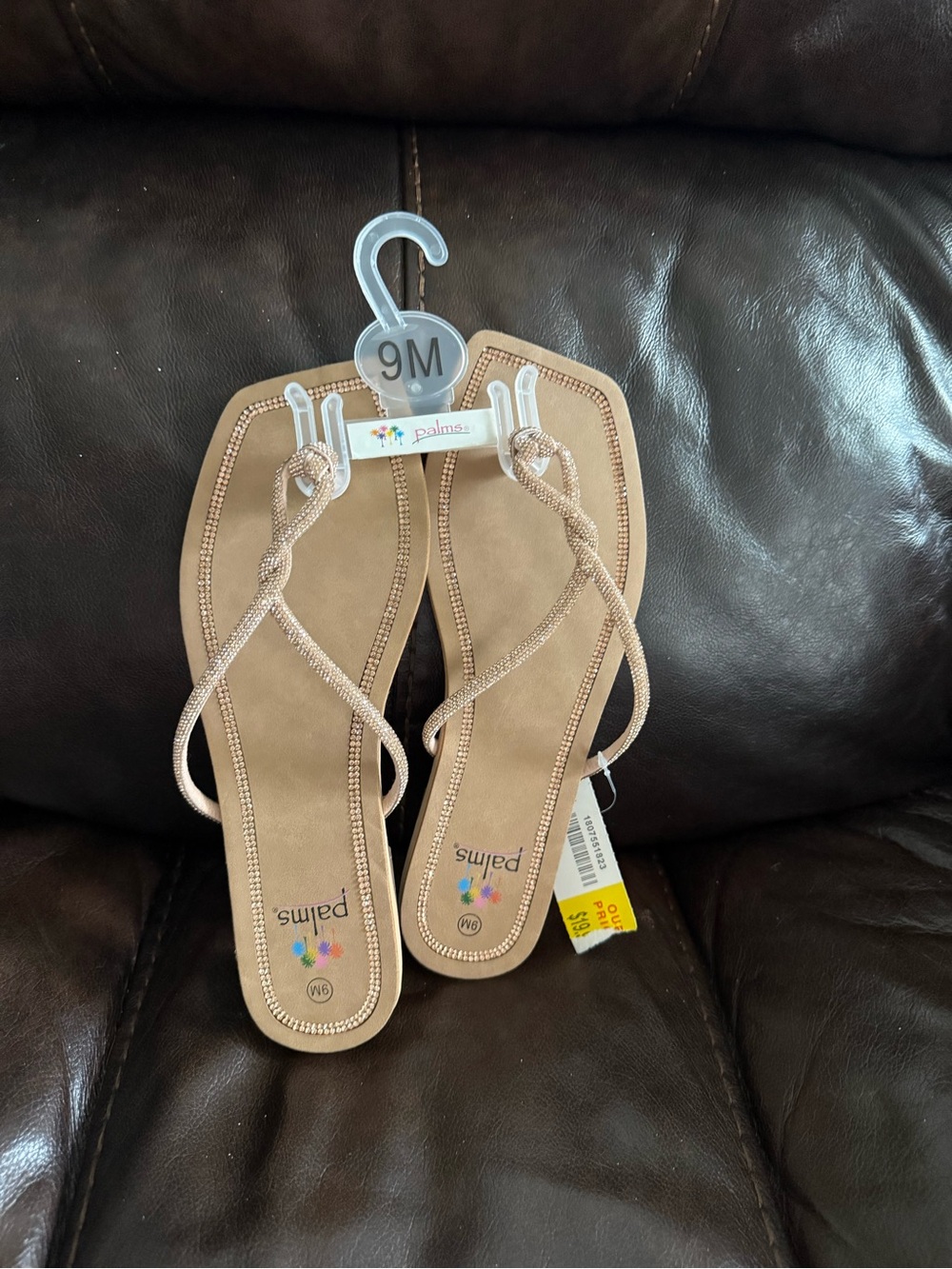 Palms Women's Tan Braided Strap Thong Sandals